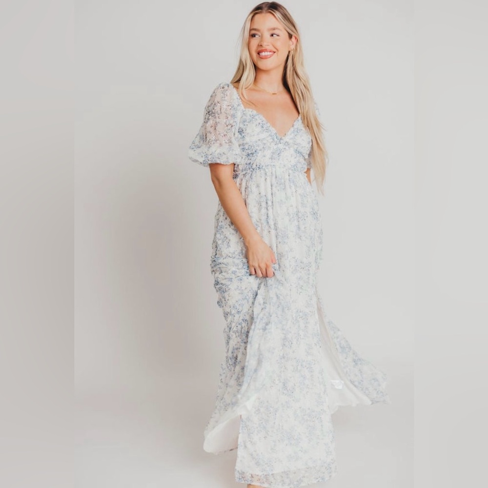 Daphne High Slit Eyelet Maxi Dress